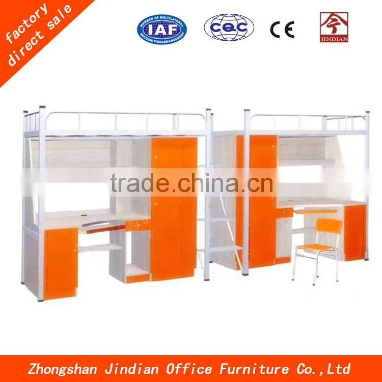 Modern Cheap School Furniture Metal Dormitory Bed With Computer Desk And Cabinet