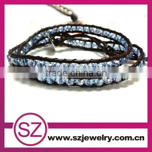 new style white gemstone wholesale european style leather wrap love bracelet