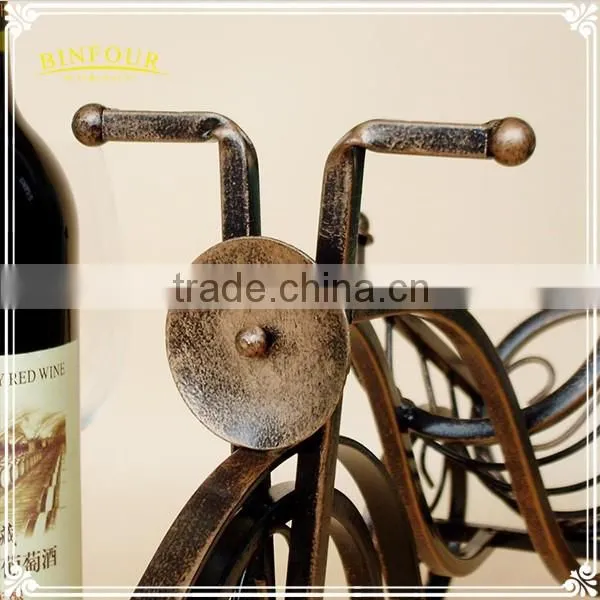 vintage bike shape stand rack metal wine bottle holder