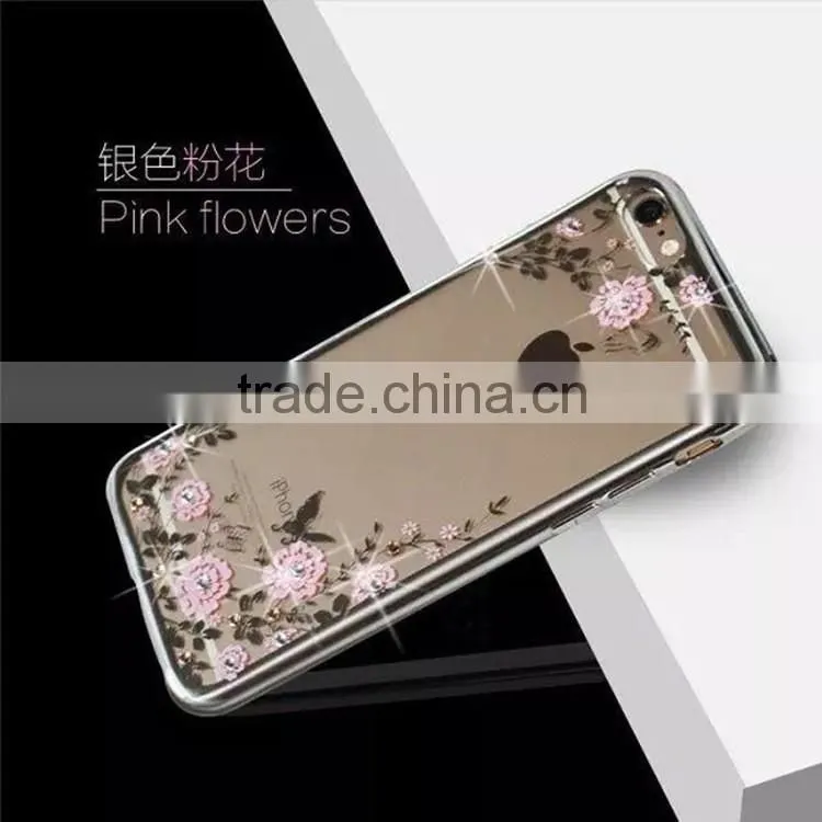 Luxury Diamond Flower Ultra-thin Clear Hard Back Case Cover For iPhone 6 6s Plus