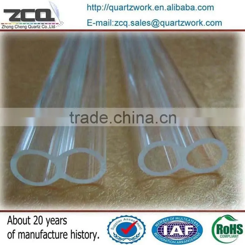 High Temperature Resistance Quartz Glass Twin Tube Shape