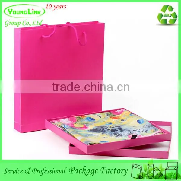 High-end decent candy color gift scarf packaging box with string