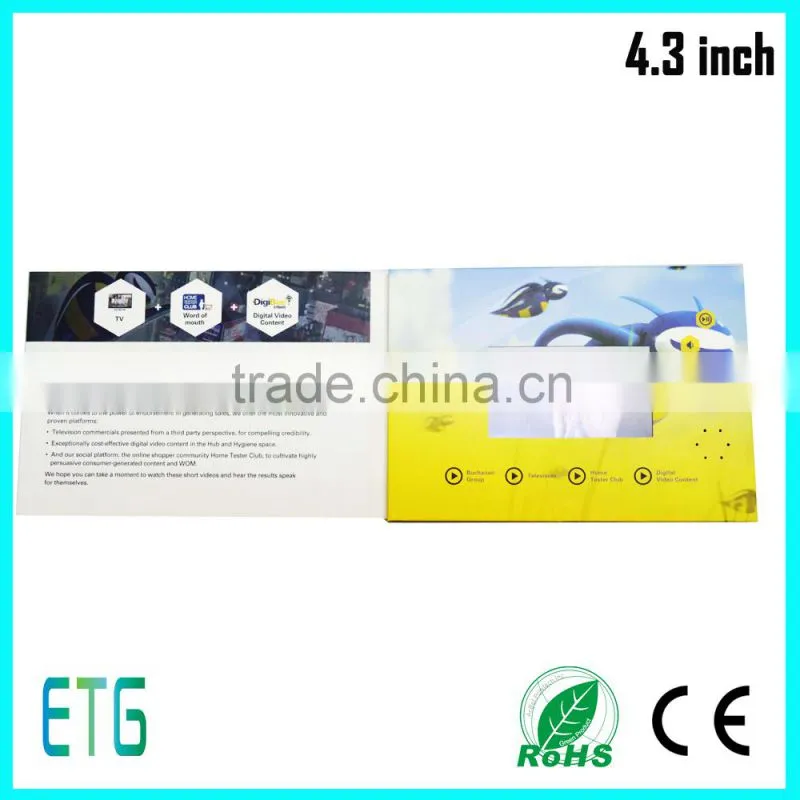 Customized 2.4'' 2.8'' 4.3'' 5'' 7'' 10'' lcd digital video greeting card /business video card