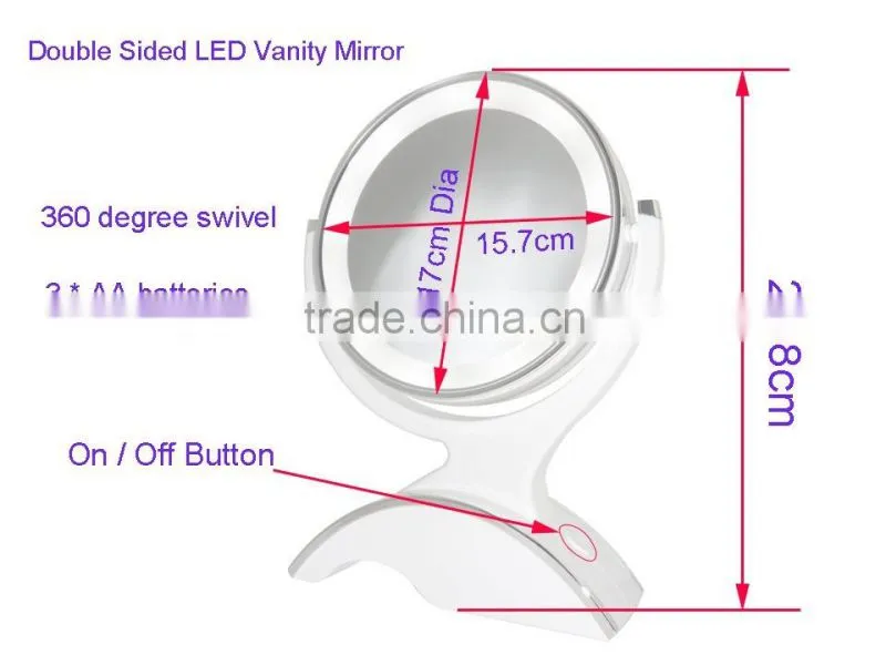 Double sided Wood Like Makeup Mirror with LED Light