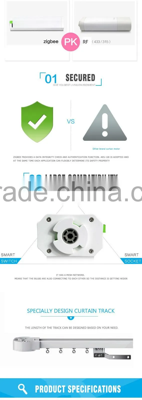 Zigbee smarthome curtain motor factory