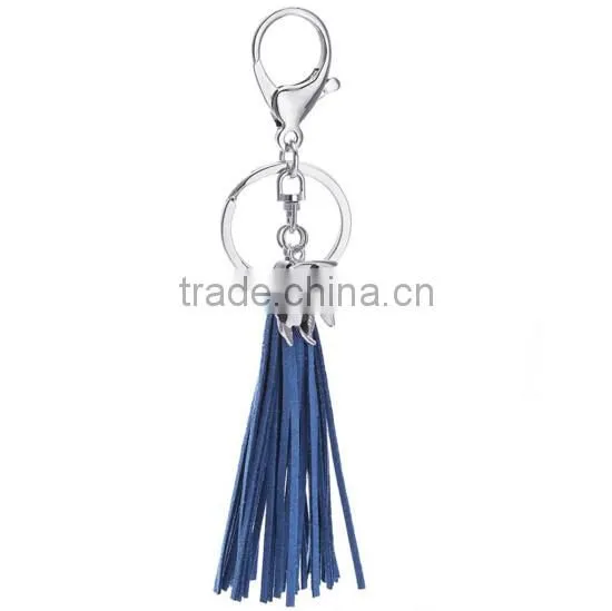 Korea velvet leather tassels keychain with pendant logo