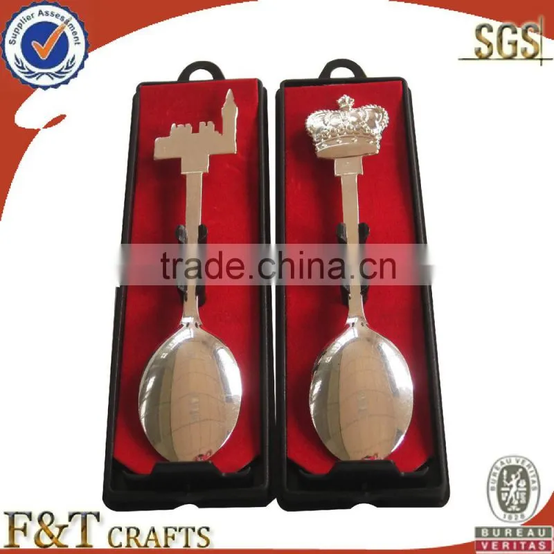 Zinc alloy 3Dbuildings high quality plating nickle spoon/souvenir gift
