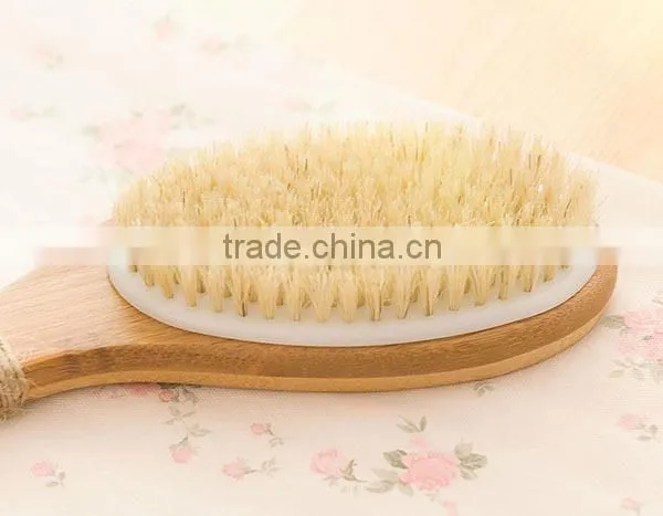100% Natural bristle wooden bath body brush long handle