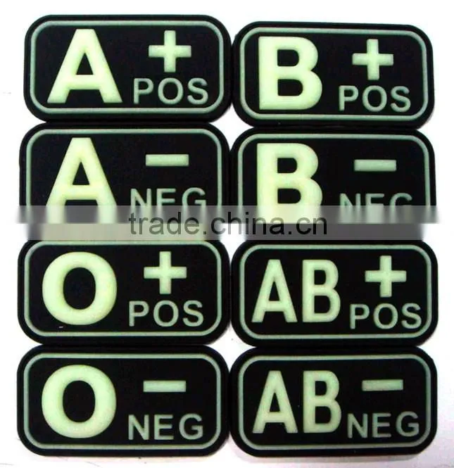 Blood Type Patch rubber badge,PVC patch,Promotional badge