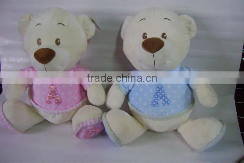 cheap and nice white plush valentine teddy bear toys with green wings