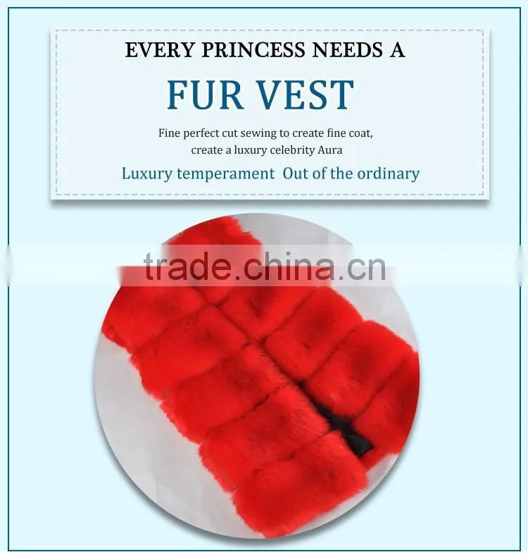 women sleeveless fake fur vest red