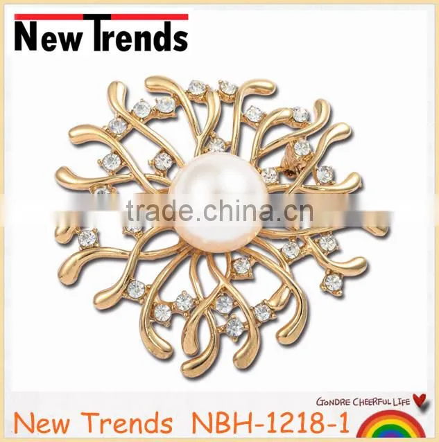 Wholesale fashion painting pearl rhinestone brooch