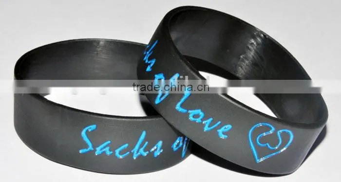 3/4 Inch Silicone Bracelets debossed color filled Silicone Wristband