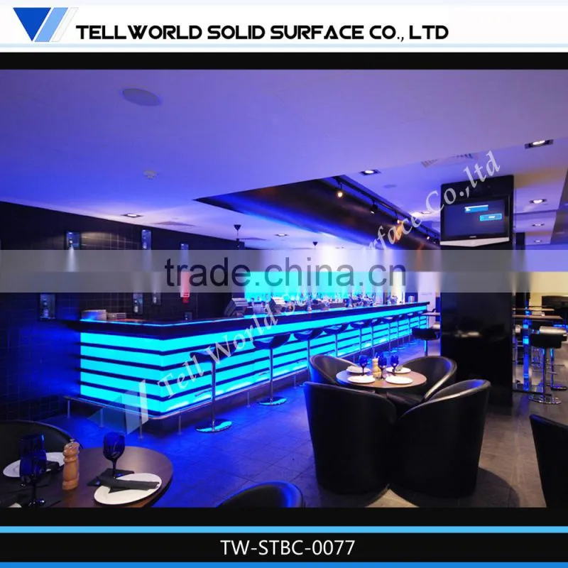 modern LED bar counter, acrylic solid surface for restaurant