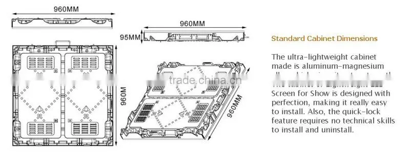 Indoor/Outdoor 960mmx960mm Rental Led screen