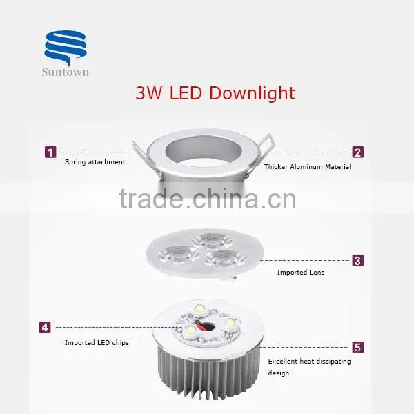 CE & ROSH approved 3W LED downlights with 2 years warranty