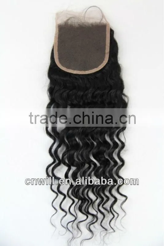 Natural black 4"*4" swiss lace virgin brazilian hair lace closure Brazilian Hair Extension