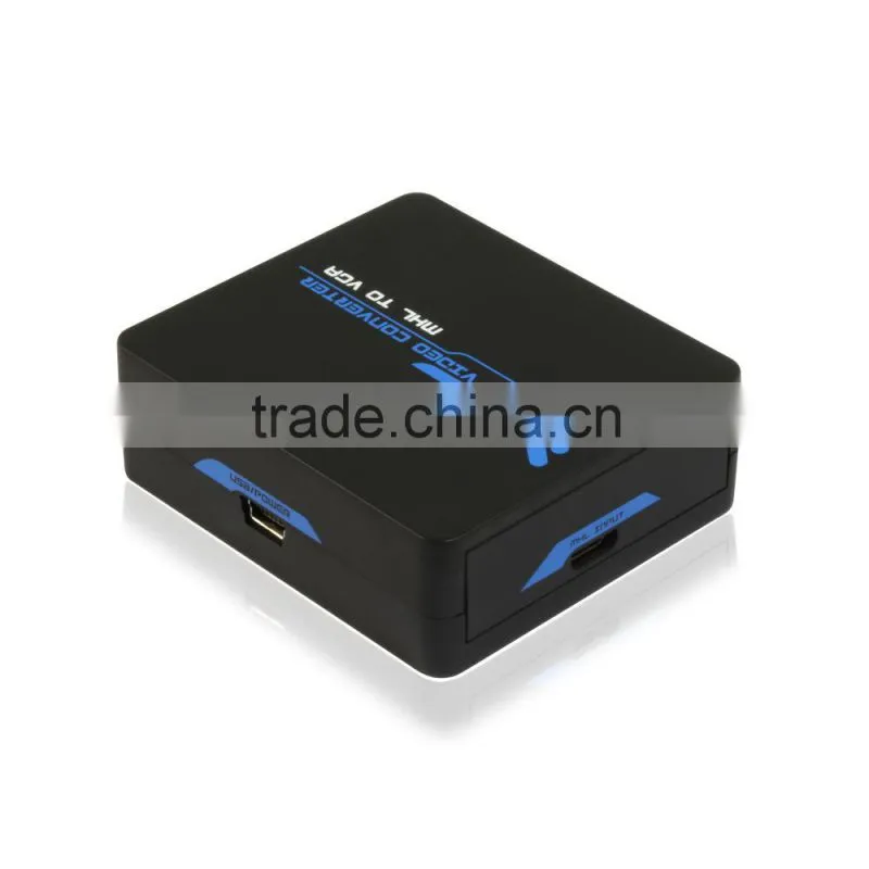 New arrival MHL To VGA + 3.5mm AUDIO/SPDIF Mini Converter, with micro usb to micro usb power cable, factory supply