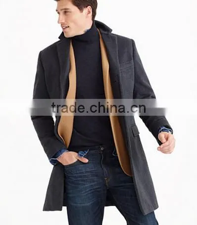 Fashionable Design Notch Lapel Custom Made Mens Long Coat