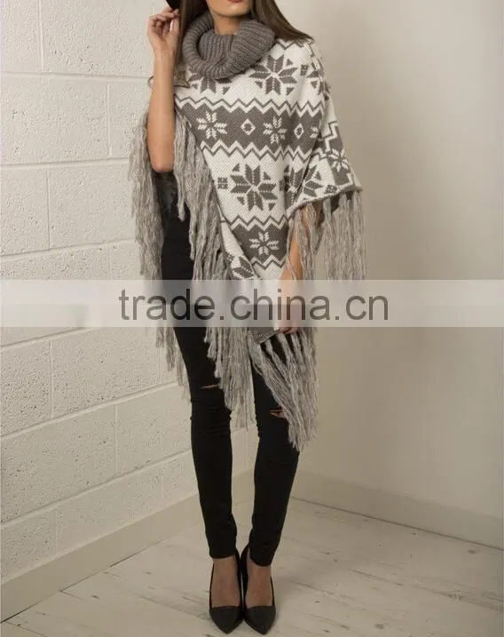 Wholesale women knit poncho, womens knitting pattern poncho, poncho knitwear for women
