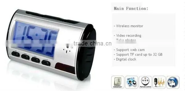 HD Video DVR Digital Alarm Clock Nanny Camera Recorder Motion Detector DV Black
