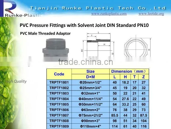 PVC Pipe Fitting PVC Socket DIN Standard PN10
