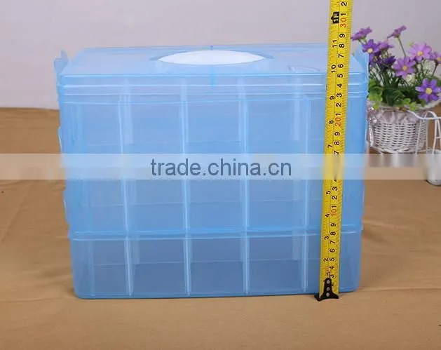 33.2cm*18.5cm*24.5cm Three Layers 30 Compartments Jewelry Adjustable Plastic Clear Box Jewelry Earring Bin Case Container