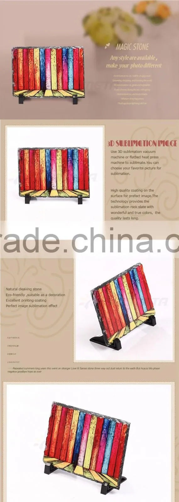 Sunmeta hot sale blank sublimation rock photo slate