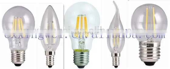 clear glass led filament candle 2w led filament bulb