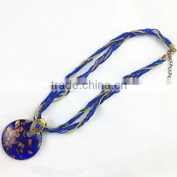 Retro Style Fashion Lady Glass Flower Necklaces Wholesale