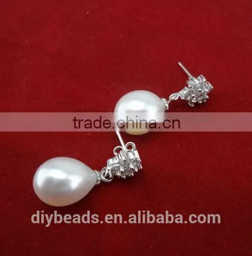 high quality 925 silver freshwater pearls teardrop earring
