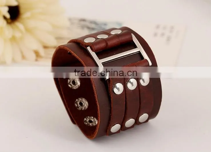 2015 wide vintage leather bracelets cheap leather bracelets
