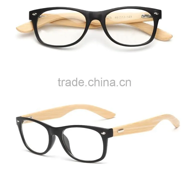 hot fashionable clear lenses plastic frame and bamboo temple optical reading glasses