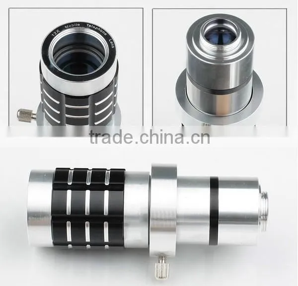 Aluminum optical telescope 12x lens for iphone5