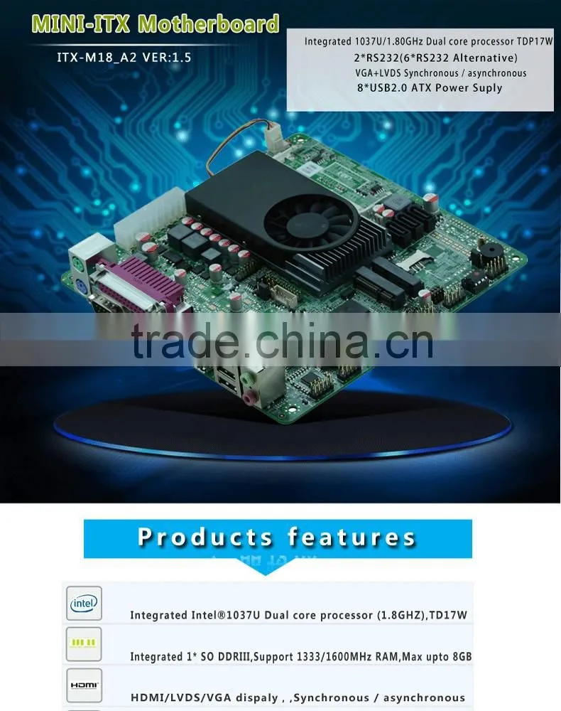 x86 embedded motherboard OEM/ODM motherboard with integrated processor