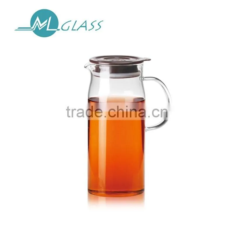 China supplier glass water pot juice pot with plastic lid borosilicate glass