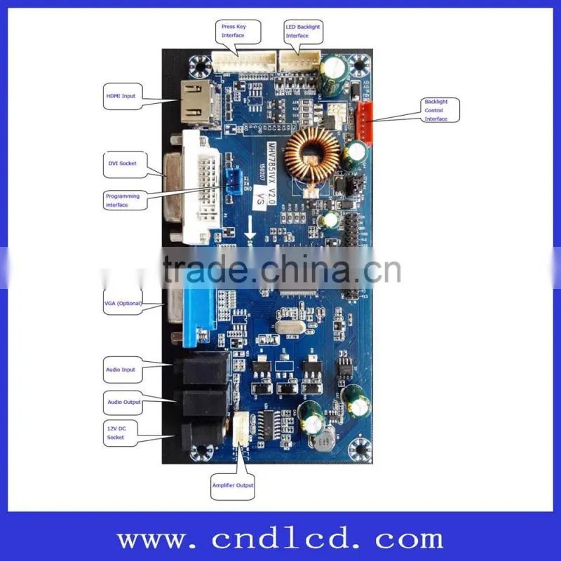 Full HD LCD Monitor main Mother Driver Controller AD AV board with HDM I DVI VGA & 4-way backlight Power supply