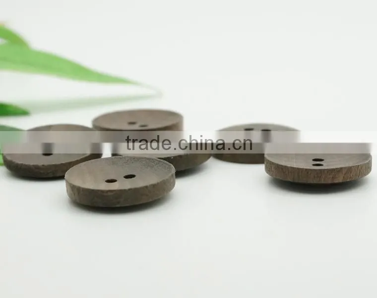 2 Holes Grey Wood Buttons
