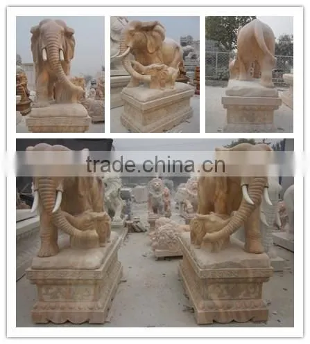 Hand-carved Marble Elephant Animal Statues Sculpture
