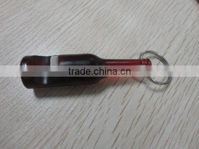 football shaped plastic bottle opener with keychain