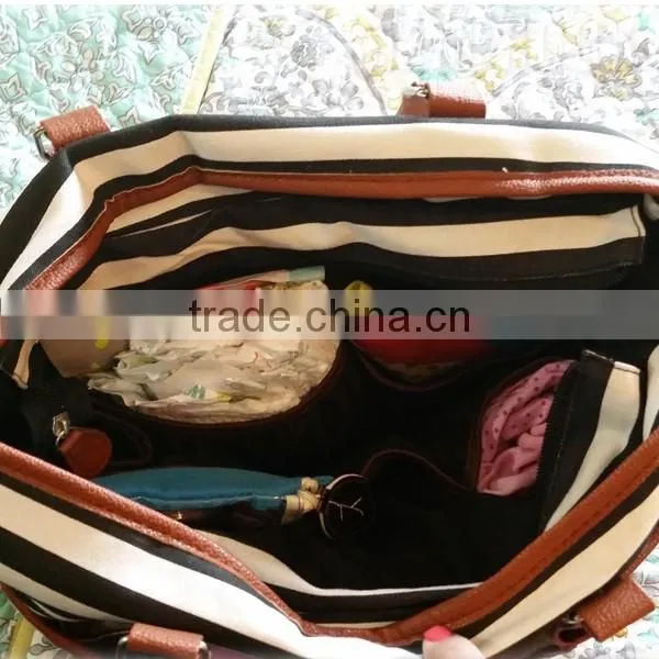 Stylish Canvas Baby Diaper Bag with Changing Pad Diaper Tote Bag