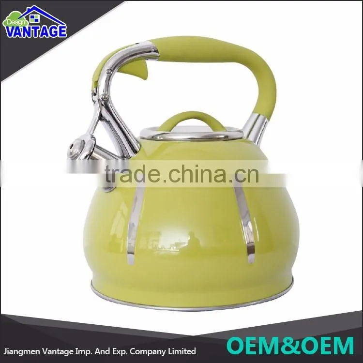 China supplier stainless steel color coating flower tea kettle with silicone handle