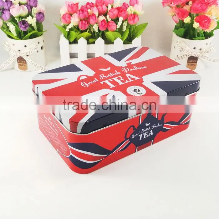 4 color print rectangle airtight metal tea tins