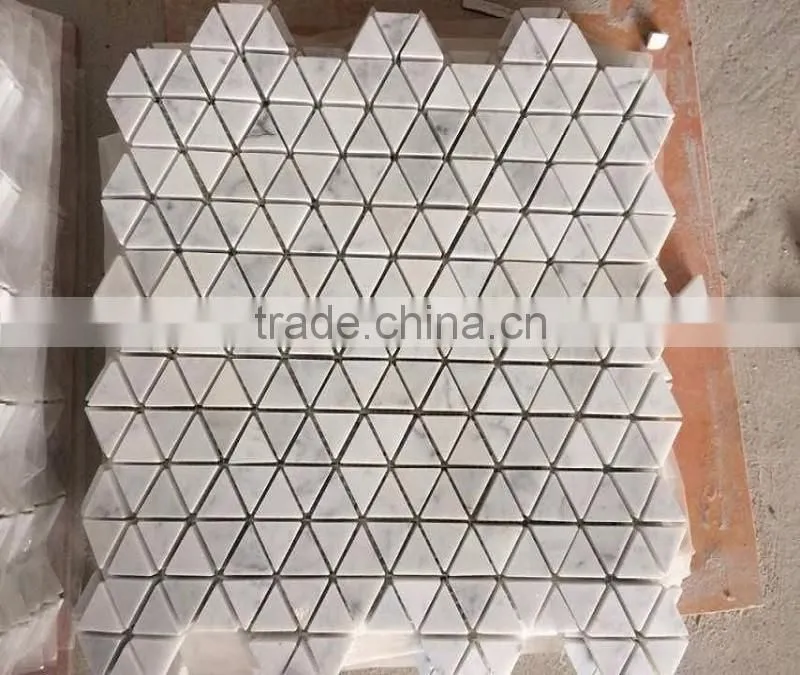 Triangle bianco carrara marble mosaic tile for bathroom decorative