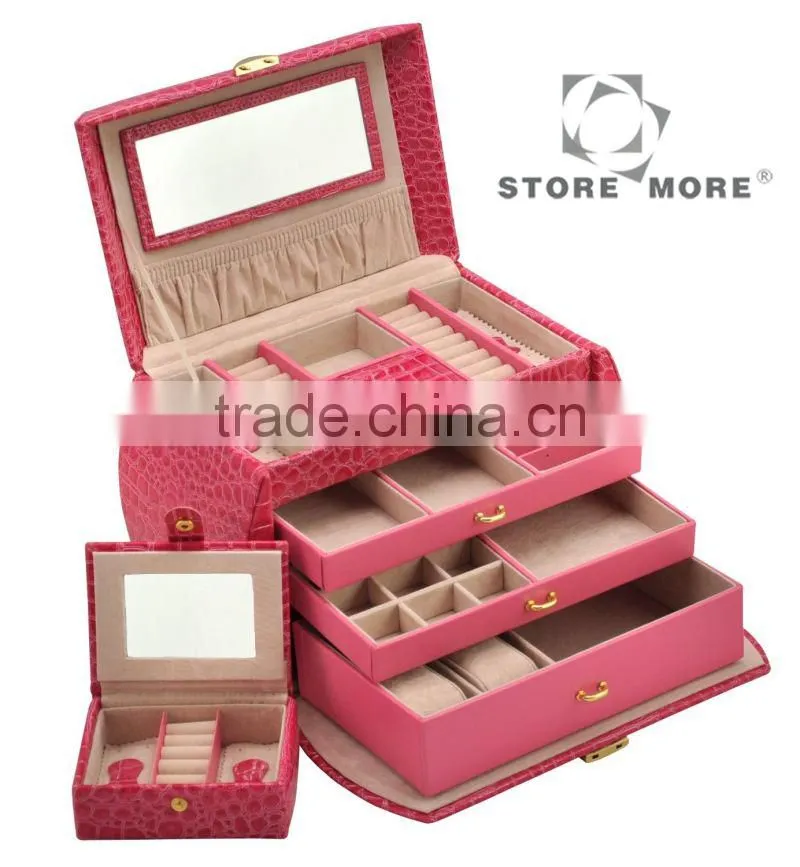 Colorful Crocodile Leather Jewel Box