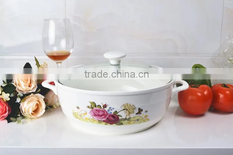 ceramic cookware pot with glass lid & metal stand