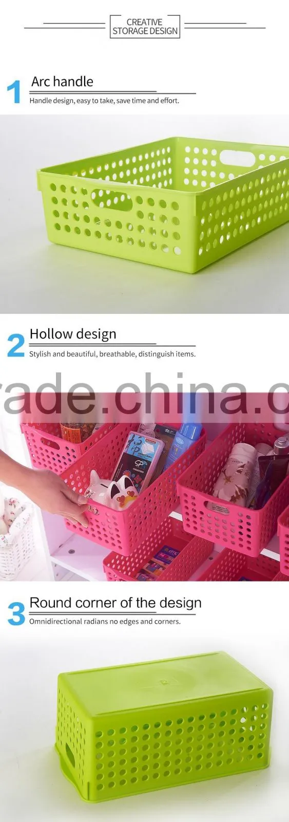 Plastic Storage Baskets and Drainer Organizer,Food Storage Basket,Classic Multiuse Basket