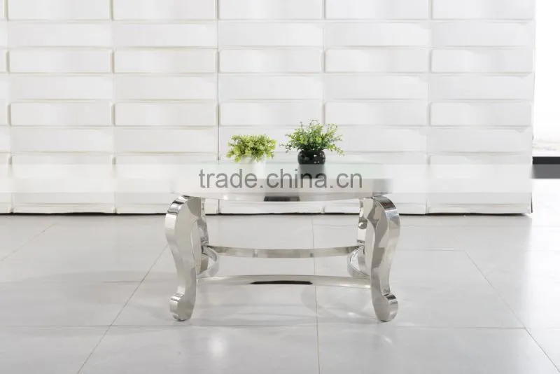 CT07R metal base stainless steel marble top round coffee table
