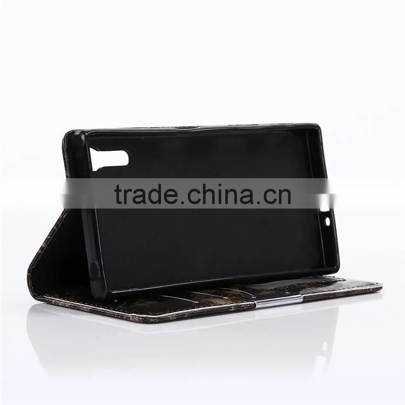 Noble design high quality marble PU card bumper/pocket cell phone case for Sony