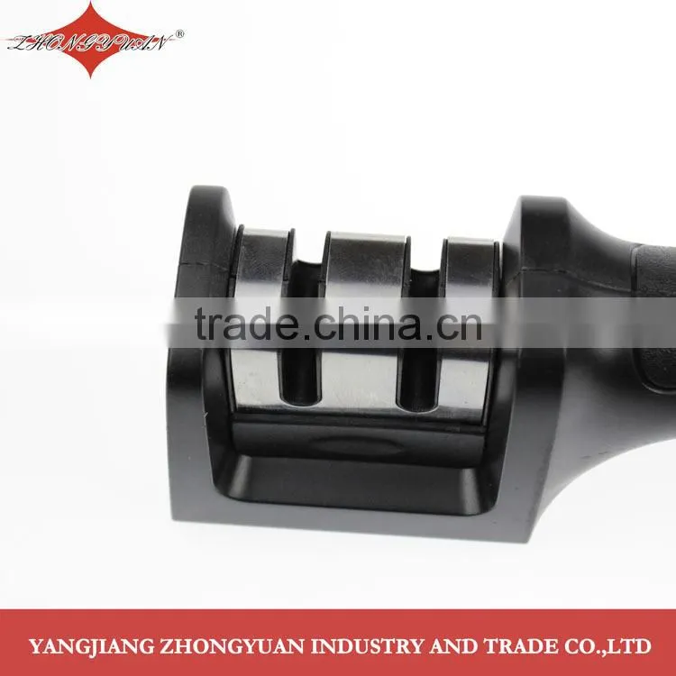 Two sharpening modes knife sharpener with long safety ABS handle